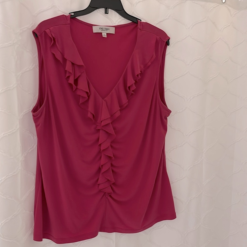 Jones NY Blouse Size XL- rich Cranberry  Pink color.